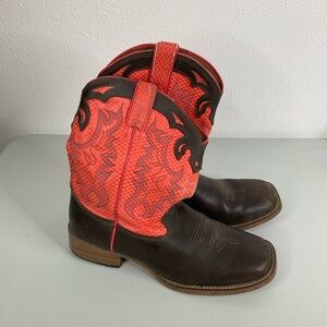 Justin Boots Square Toe Cowboy Boots Youth Size 4